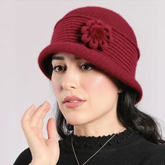 帽子女冬季新款中老年人保暖加厚加绒防风棉帽兔毛针织毛线老人帽