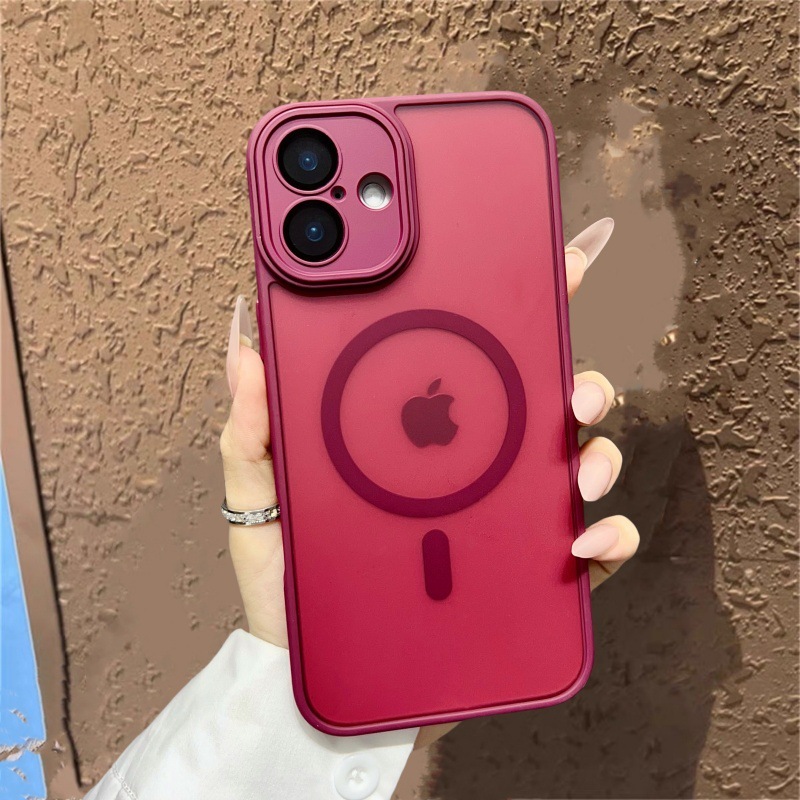 越境対応 Apple 17雅盾 マット肌触り マグネット式スマホケース iPhone16 全面保護レンズフィルム付きケース|undefined
