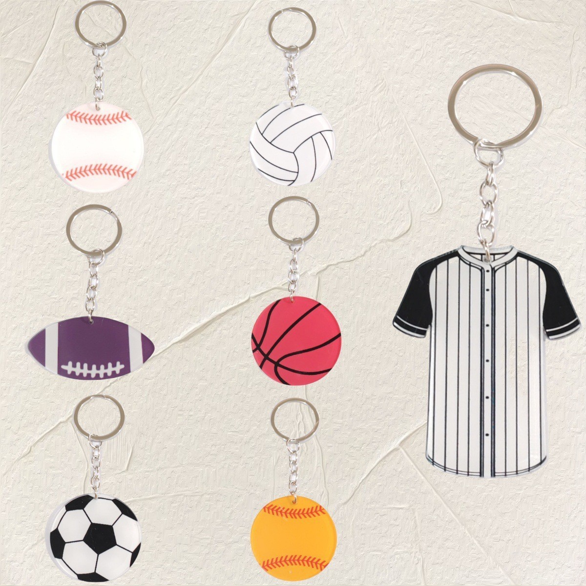 Amazon comercio electrónico transfronterizo explosión 12PCS 18PCS camiseta acrílica blanca llavero de béisbol image 1