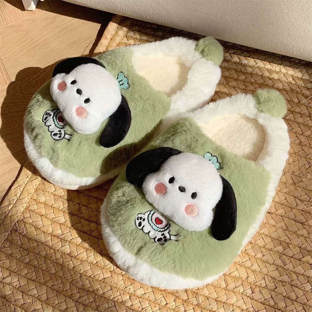 2025 Новые веселые мультяшные милые тапочки с щенком из хлопка для женщин, домашние мягкие тапочки для беременных, зимние