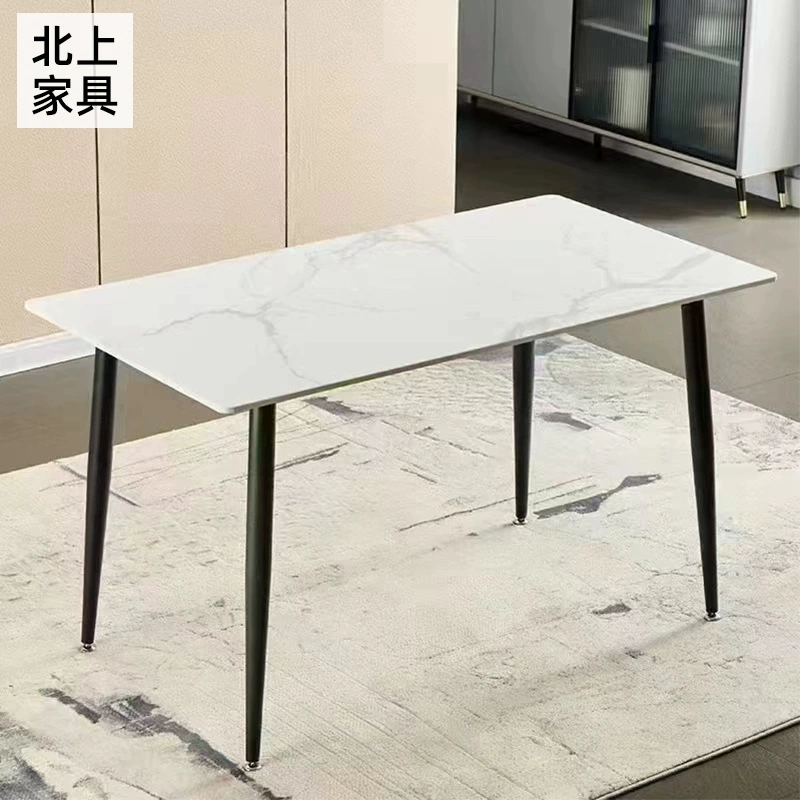 Легкая Роскошная каменная доска Обеденный стол Бытовой небольшой квартирный стол и стул Комбинация Итальянский стиль Простой прямоугольный каменный стол Обеденный стол для столовой