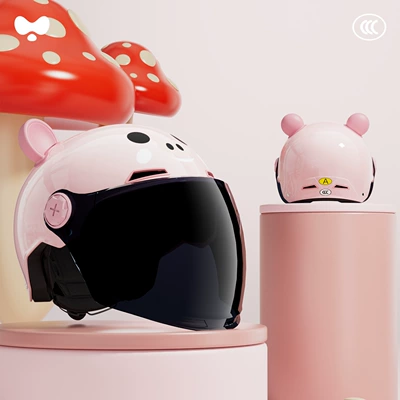 Motosiklet kaskı (dəbilqə) | Unisex, All-Season Thermal Insulation, Electric - 3c-piggy-pink-sun-protection-long-mirror-class-a-new-national-standard-one-size