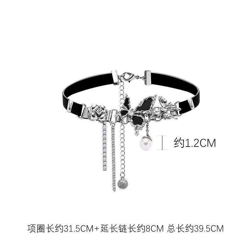 Черный чокер с жемчужиной, стиль хип-хоп легкая роскошь