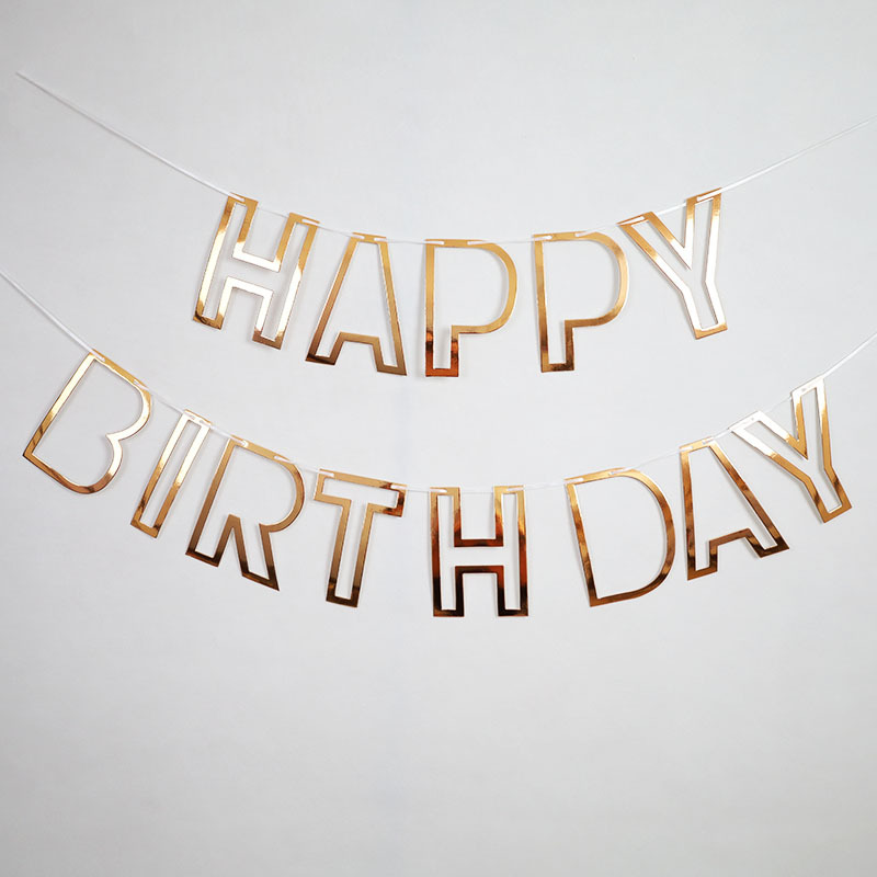 Happy birthday letter pull flag baby birthday party decoration bunting banner party layout pull flower bunting simple style