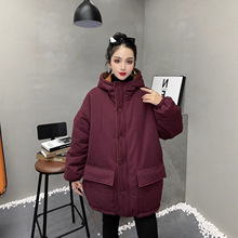 加厚兔毛派克服女 2025冬新款韩版宽松休闲连帽中长款棉衣 9321