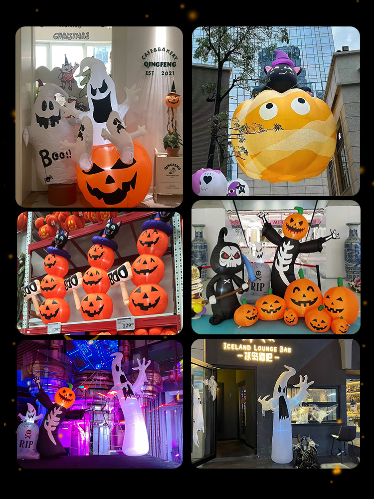 Decoraciones de Halloween lámparas de calabaza centro comercial grandes arañas inflables fantasmas modelo de aire jardín de infantes decoración de la escena