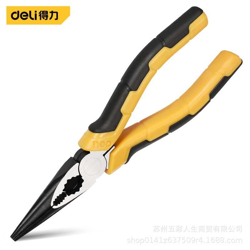 Deli得力工具 DL101308日式尖嘴钳6英寸铬钒钢夹持钳60号手柄PVC