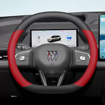 Turbo Version Anti-Sweat and Sweat-Absorbent — Steering wheel cover - nappa-leather-pattern-black-and-red-double-d-plate-ultra-thin-model