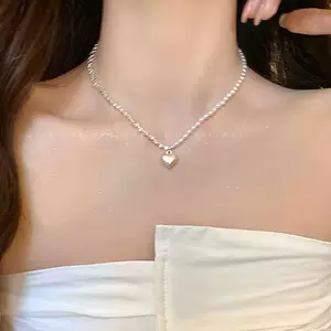 Nifty Fairy ~ Broken Silver Love Pearl Necklace Women's ins Trendy Light Luxury Niche High-end Clavicle Chain Internet Celebrity Accessories