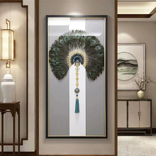 现代立体手工玄关入户实物装饰画3d客厅走廊尽头挂画菩提孔雀高端