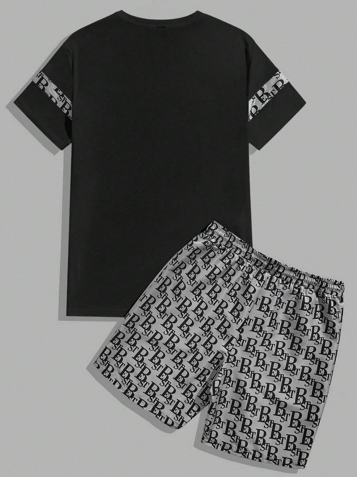 Men's Light Luxury Summer T-Shirt And Shorts Set High Street Casual Sports Wear With Short Sleeves_viptrois.com