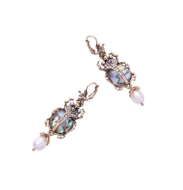 1 Pair Fashion Insect Alloy Inlay Artificial Pearls Rhinestones Women's Drop Earrings display picture 3