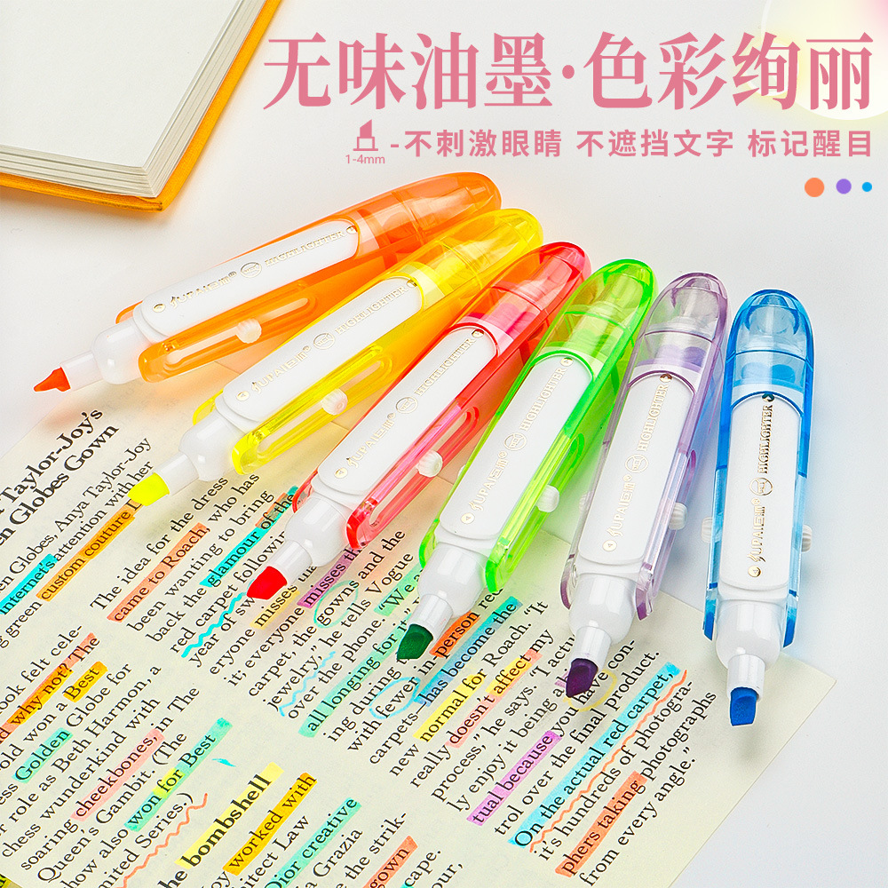 Juego de resaltadores de hacha tipo solapa, de secado rápido y sin manchas, rotulador de marca clave