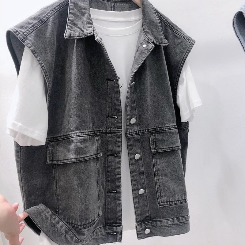 Autumn and Summer Denim Jacket Coat Men's Korean-style Loose Sleeveless Vest Fashionable Ins Workwear Waistcoat