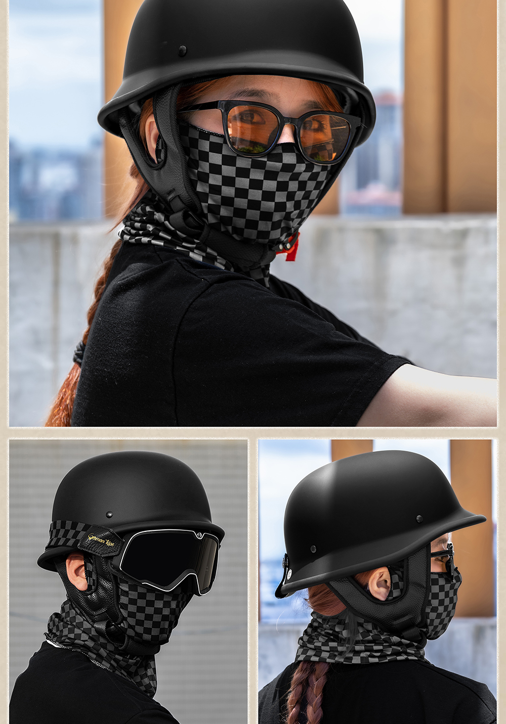 WWII German Retro Steel Helmet Motorcycle Half Helmet Summer