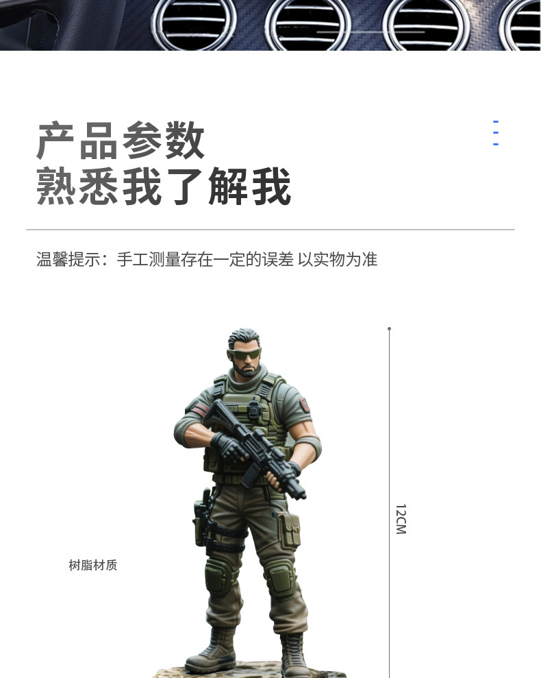 Delta Action Figure Model Hand-Made Souvenir Three-Person Warrior Car Ornament Car Interior Decoration Supplies