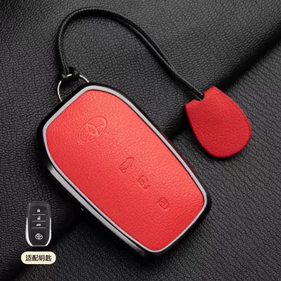 Car key bag — Buckles - 1-grapefruit-red-asian-dragon-type-a-3-button-hand-rope-french-goat-leather