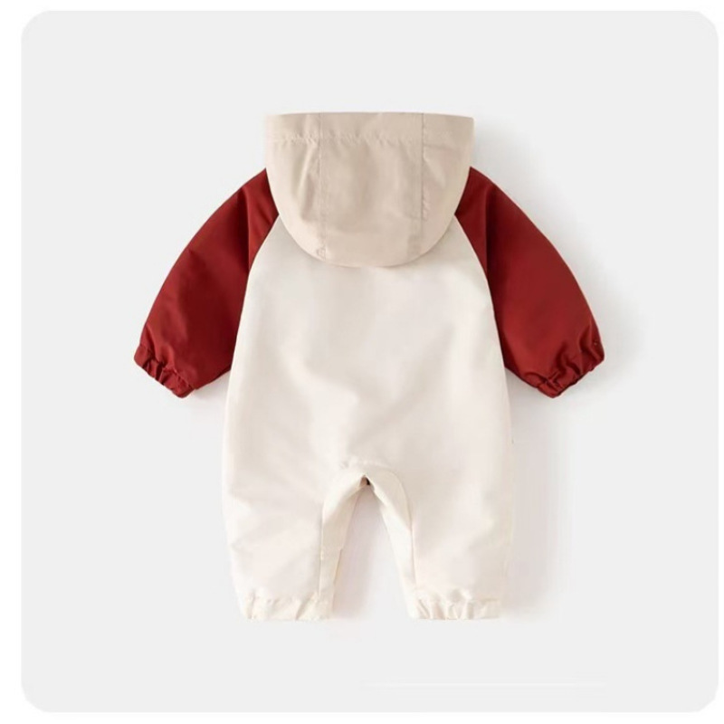 2025 primavera versión coreana del traje de escalada para bebés recién nacidos estilo de primavera letras de color de manga larga de dibujos animados de una pieza ropa exterior