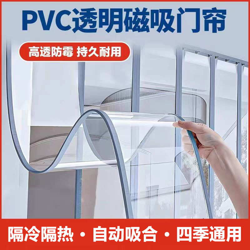Magnetic Self-Adhesive Transparent Air-Conditioning Door Curtain, Suitable for All Seasons, Magnetic Wind-Blocking Partition Curtain, Supermarket Plastic Pvc Curtain