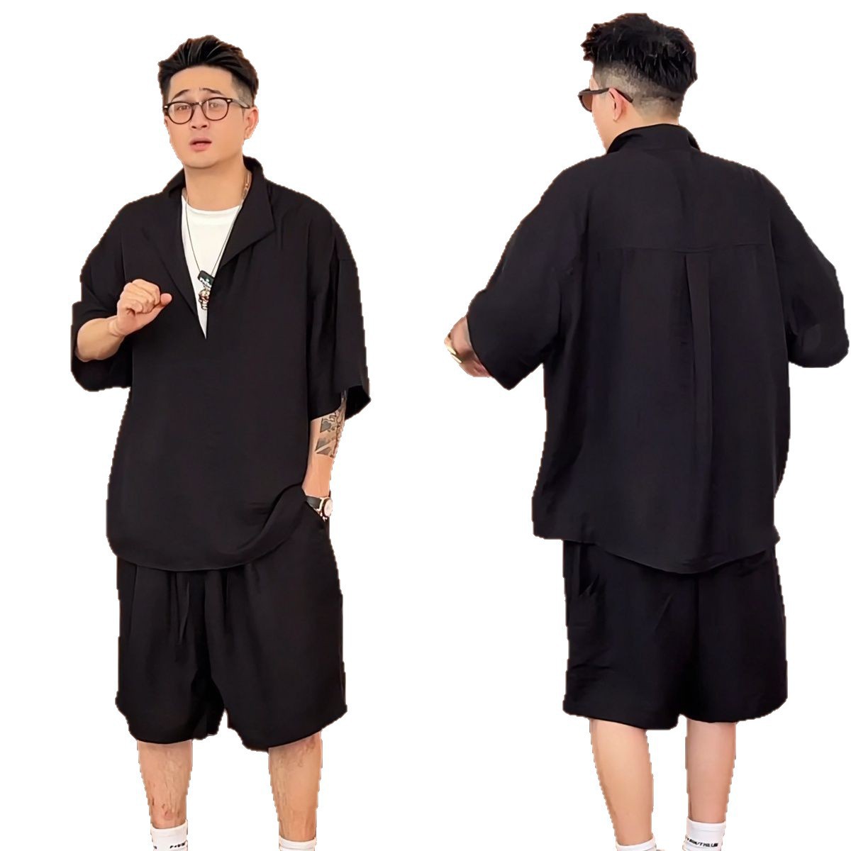 Summer New Casual Loose Old Money Style Light Luxury High-Quality Fashion Breathable T-Shirt Shorts Two-Piece Set