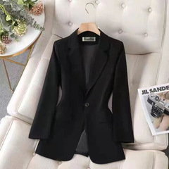 黑色西装外套女春秋休闲上衣春秋装新款时尚设计感后开叉小西服套