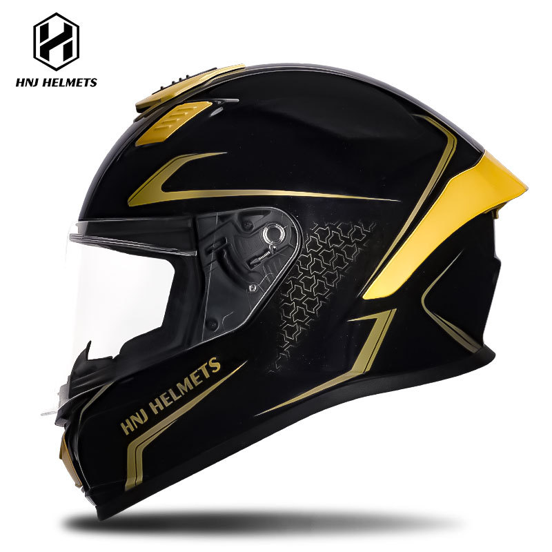 Helmet Summer Sunscreen: Universal Motosiklet kaskı (dəbilqə) - 607-black-gold-transparent-visor-s