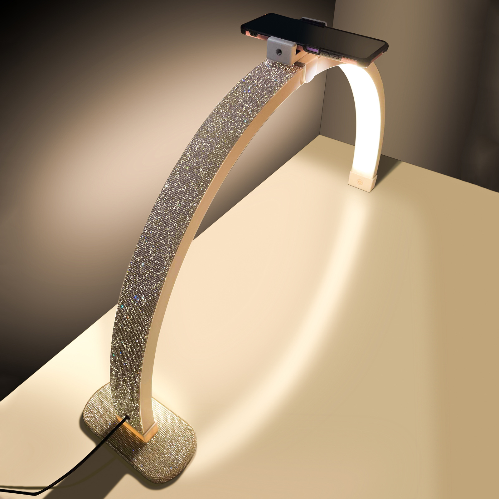 Nueva manicura lámpara de mesa de escritorio tatuaje bordado relleno luz pegada diamante media luna belleza lámpara manicura trabajo iluminación al por mayor