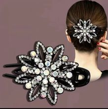鸭嘴夹水钻大号双花发夹成人女精致百搭后脑勺妈妈头饰固定三齿夹
