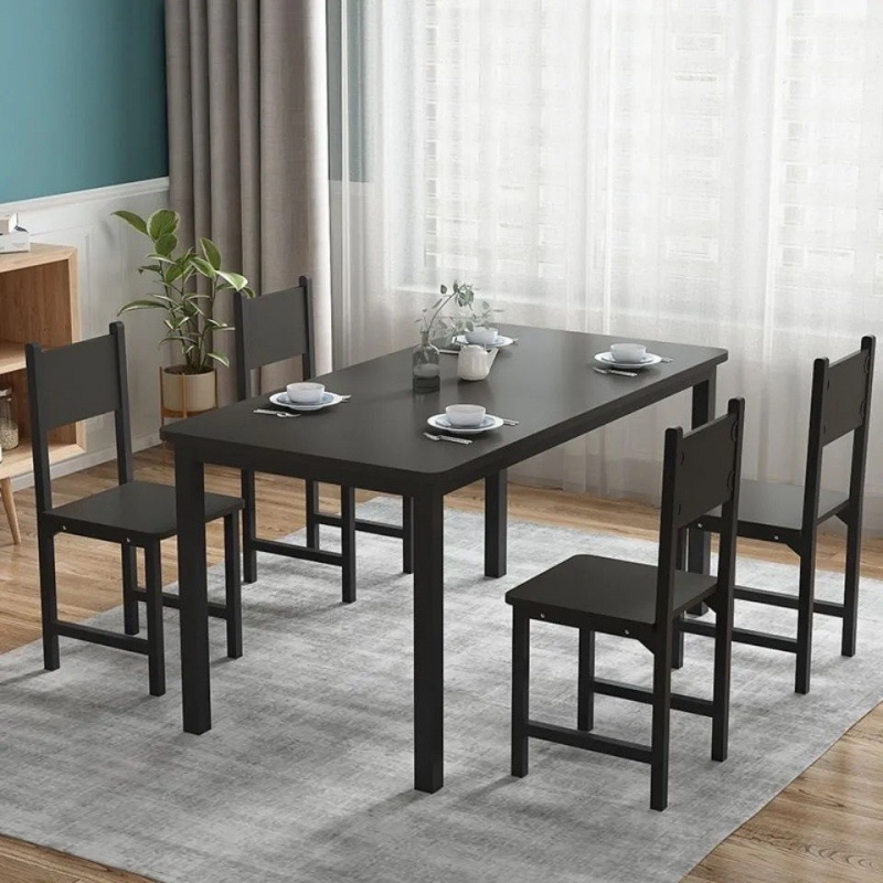 Combinación de mesa y silla de comedor de apartamento pequeño, sala de estar simple, casa de alquiler rectangular simple, 4 mesas para comer Amazon