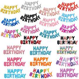 16寸美版瘦体英文生日字母铝膜气球HAPPY BIRTHDAY生日装饰套装