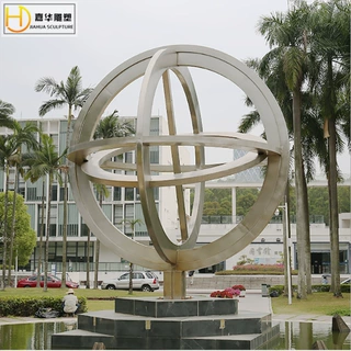 城市不锈钢雕塑地球仪园林广场抽象金属景观摆件户外公园落地装饰