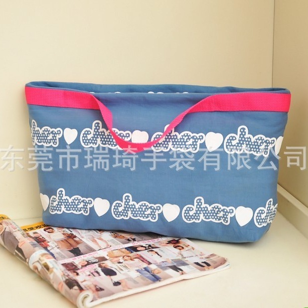 东莞厂家供应环保棉布印花折叠购物袋 时尚手提购物袋出口