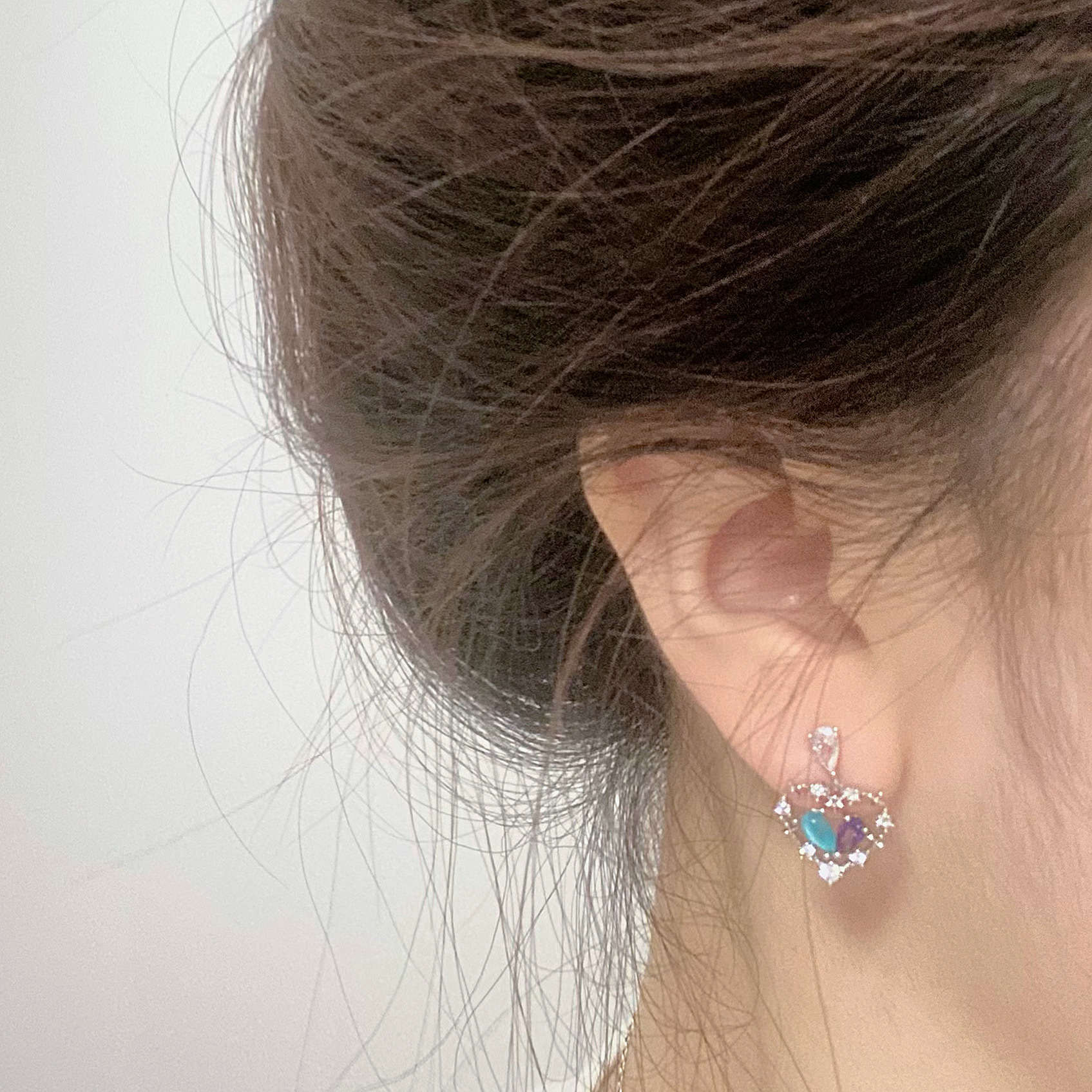 10g Weight Rhinestones Inlay Material Drop Earrings Classification 1 Pair Sweet Heart Shape Plating Inlay Alloy Rhinestones Drop Earrings