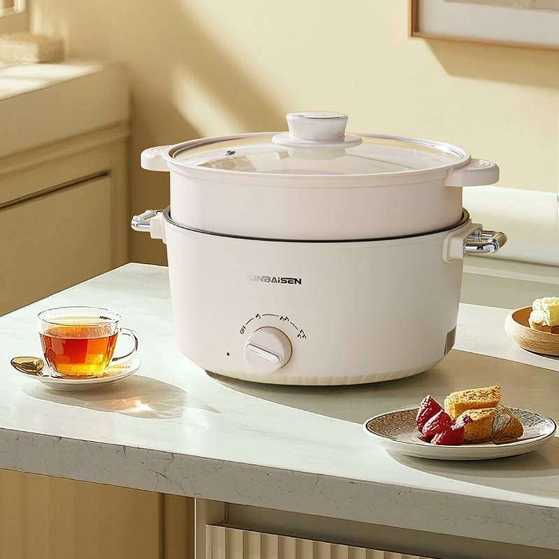 跨镜升电煮锅多功能家用宿舍一体电火锅小炒菜炒锅欧规美规英规