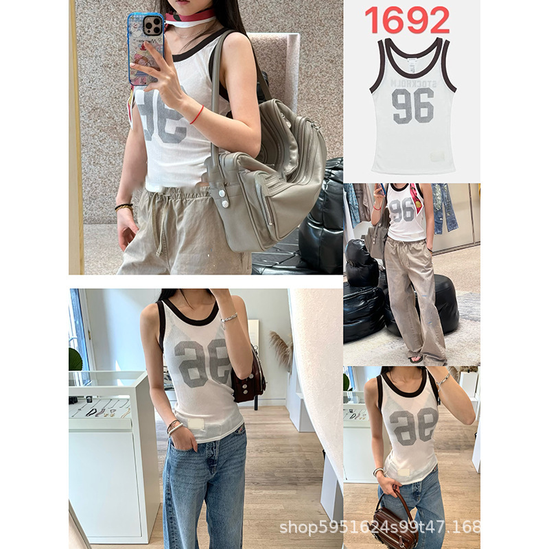 Nanyou In-Stock 26Ss New Color-Blocking Basic Slim-Fit Sleeveless Tank Top T-Shirt for Women