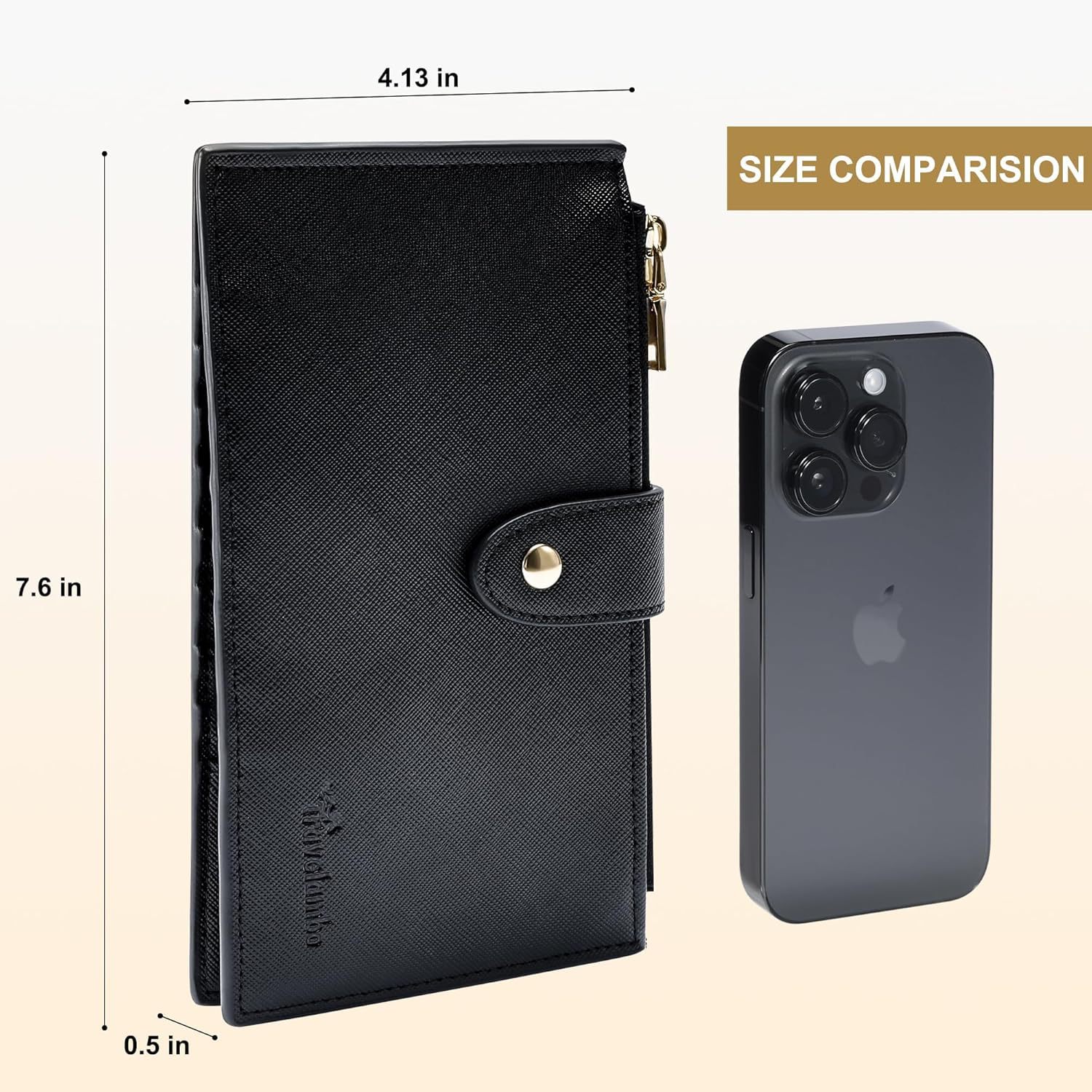 Cartera larga de gran capacidad de Amazon, bolso para teléfono móvil con cremallera de posición de tarjeta múltiple, billetera multifuncional de cuero ultrafino para mujer