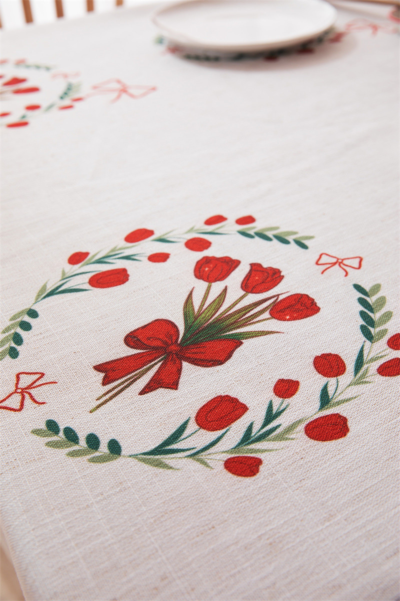 Tovaglia rettangolare per tavolino da caffè, tavolo da pranzo, decorazione per sala da matrimonio con stampa digitale rossa di tulipani e fragole._voghion.com