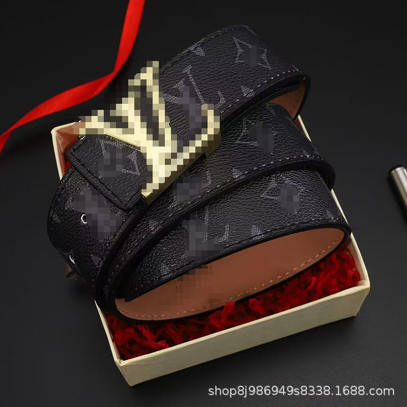 Black flower gold buckle