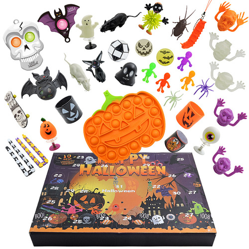 Halloween Nian Nian Yue Soft Cute Cartoon Pumpkin Stress Relieving Toy  Halloween 24PCS Group Blind Box Cross-border