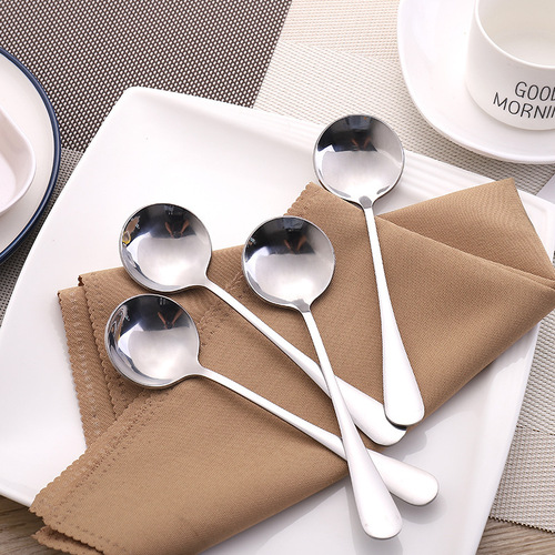 410 Stainless Steel Creative Trendy Round Spoon Dessert & Fruit Spoon Household Rice Spoon Soup Spoon—Factory Wholesale