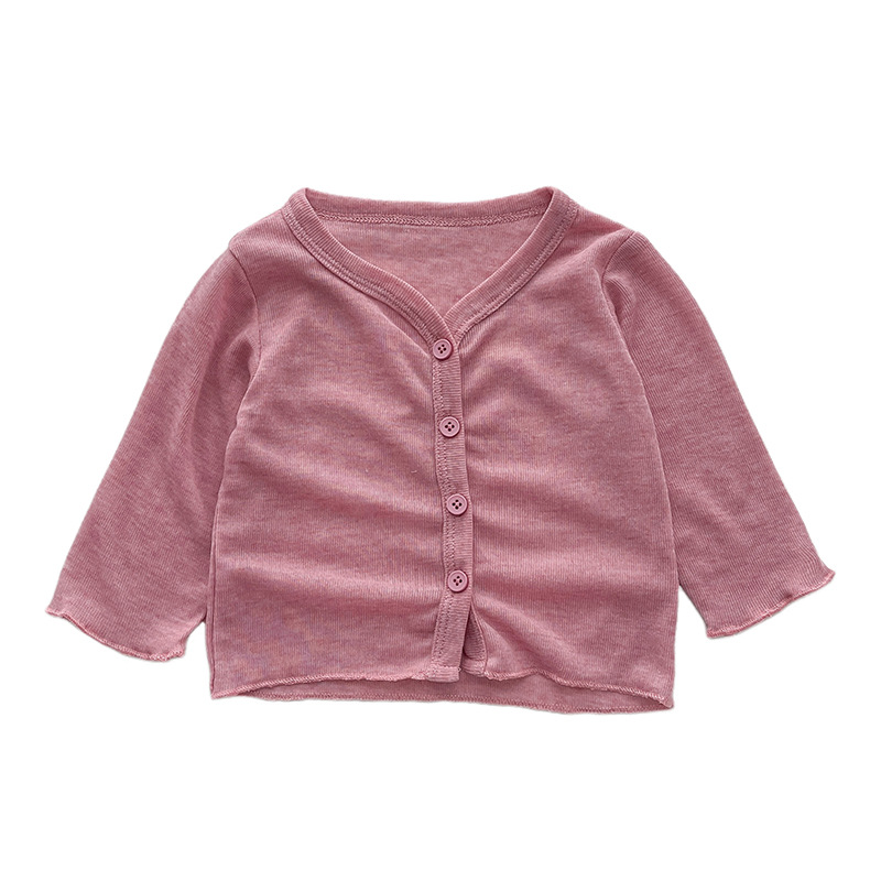 Chaqueta ligera para bebé, camisa con aire acondicionado, hombres y mujeres, cárdigan transpirable de color sólido para niños, ropa de protección solar suave y cerosa para bebés, transpirable image 5