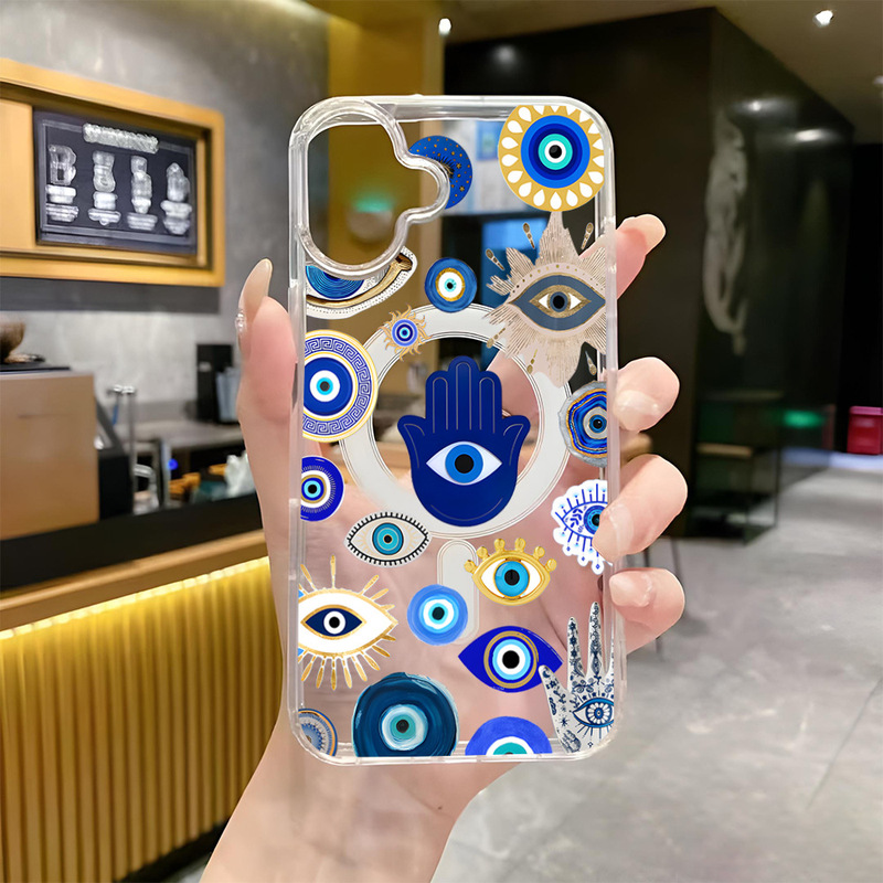 Cross-border Hot Devil's Eye Phone Case Magnetic 16pm New magsafe Magnetic Protective Case 13 Acrylic