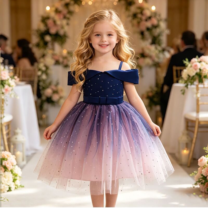 Foreign Trade Girls' Dresses, Baby Children's Clothing, Off-The-Shoulder Stunning Elsa Princess Dress, Mesh Tutu Dress, Disney Children's Dress