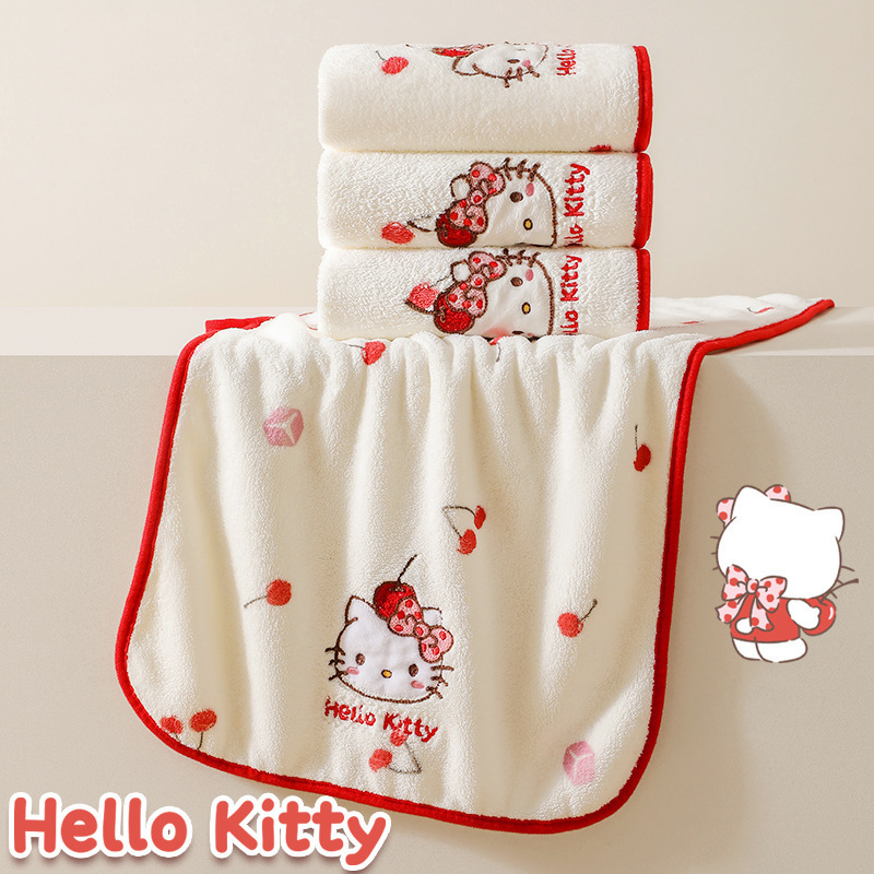 Cherry Kt Cat Towel, Absorbent and Thick Coral Fleece Towel for Adults, Suitable for Bathing and Home Use