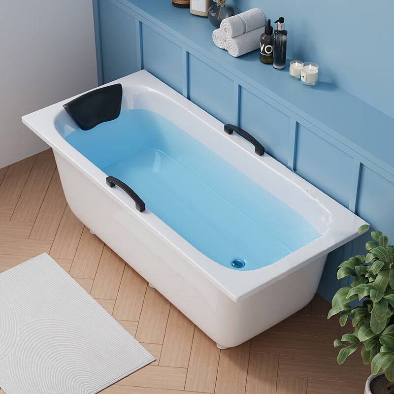 Famous Bathroom Acrylic Bathtub Household Double-Layer Insulation Adult Square Elderly with Armrests Small Apartment 1.2-1