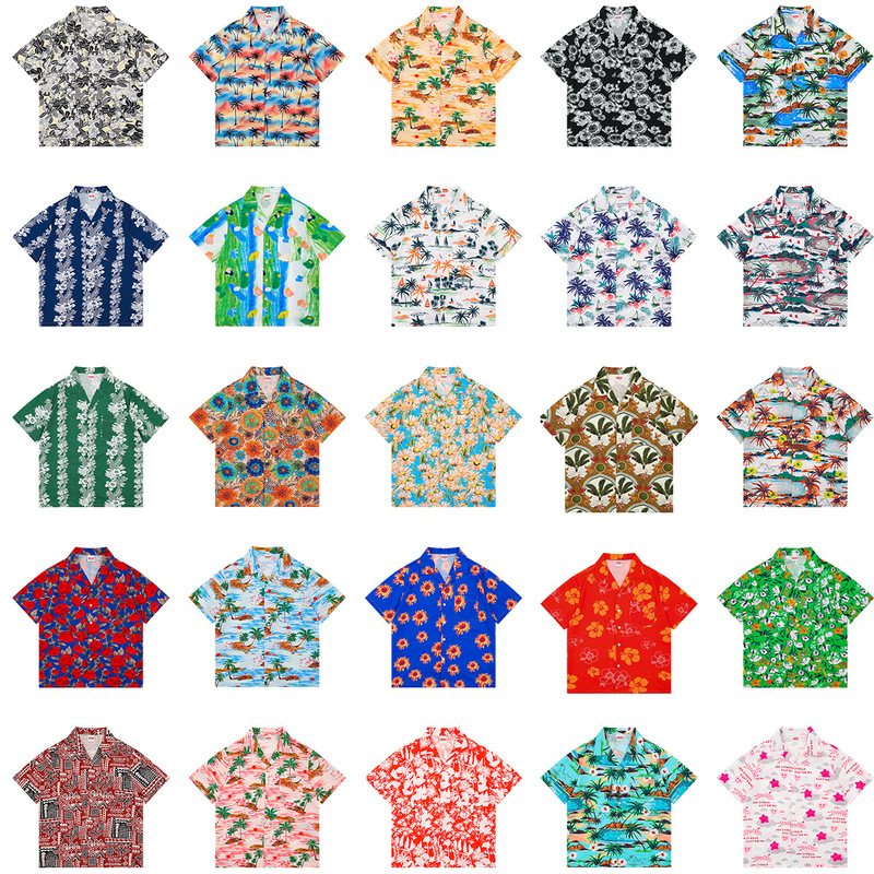 American Retro Classic Cuban Collar Shirt Men's Short-sleeved Summer Casual Loose Hawaiian Baroque Shirt