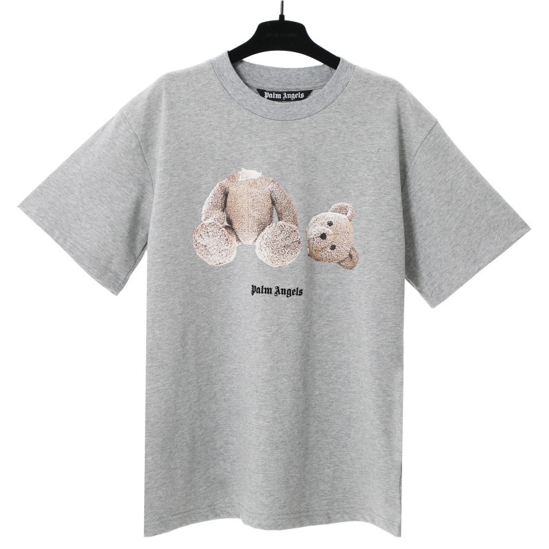 Versión correcta pa marca de moda oso roto manga corta palmera High Street ins oso de peluche tiburón hombres y mujeres pareja camiseta