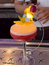 酒吧百科 火焰玫瑰酒杯 网红火烧变玫瑰鸡尾酒杯分子料理装饰夹杯