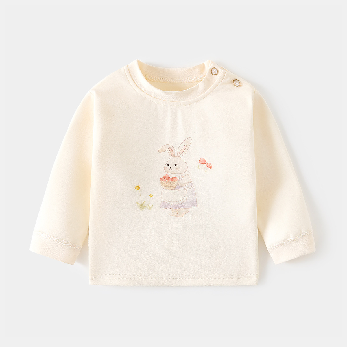 Camiseta de algodón para bebés con estampado vintage de dibujos animados y abertura en el hombro, ropa interior para primavera y otoño, mayorista