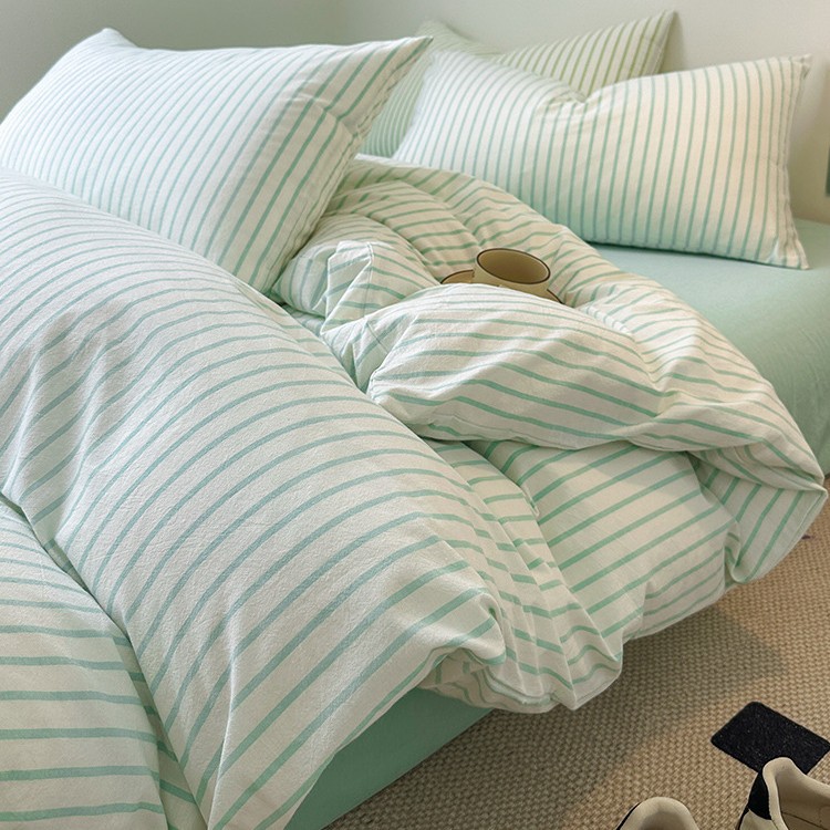 2025 nuevo traje de cama de cuatro piezas de algodón funda de edredón de algodón lavado sábana de algodón traje de dormitorio de tres piezas